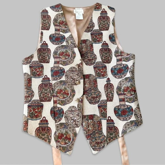 K Arnold Jackets & Blazers - Vintage K Arnold Tapestry Pottery Design Vest